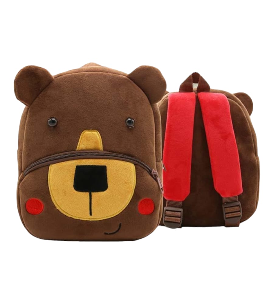 Stylish Bear Design Soft Backpack Plush School Bag for Girls/Boys (Brown)
